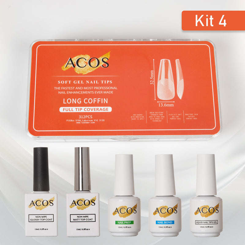 ACOS Soft Gel Press On Nail Kit (5 bottles) - Lashmer