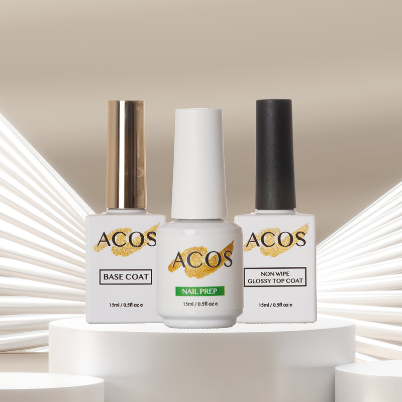 ACOS Base Coat + Non Wipe Top Coat + Nail Prep - Lashmer