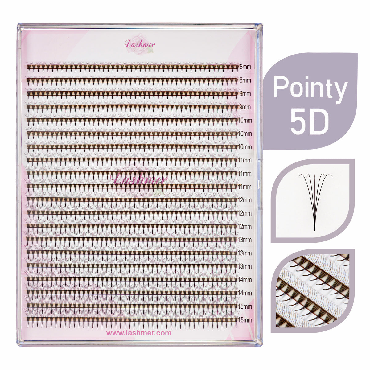 Lashmer Ultra Dark 5D Pointy Narrow Fans (900 Fans) - Lashmer