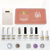 ACOS Soft Gel Press On Nail Kit (Gel color +chrome powder+sticker) - Lashmer