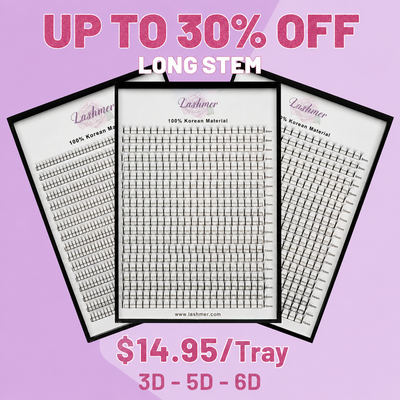 Lashmer Gói Mi Giả Nối Sẵn Dáng Dài, 3 Khay XL (1400 Fan Mi) [14.95 USD/Khay]