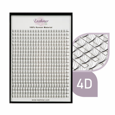 XL tray-Long Stem Premade Fans | Lashmer | C, D Curl--4D - 20 Lines - 440 Fans, Ultra Black - Lashmer