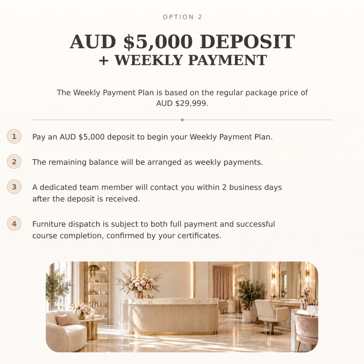 $5000 Deposit For Weekly Plan
