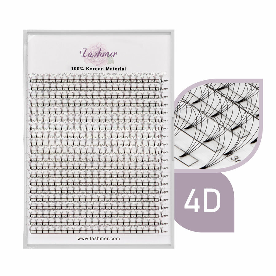 XL tray-Short Stem Premade Fans | Lashmer | C, D Curl--4D - 20 Lines - 440 Fans - Lashmer